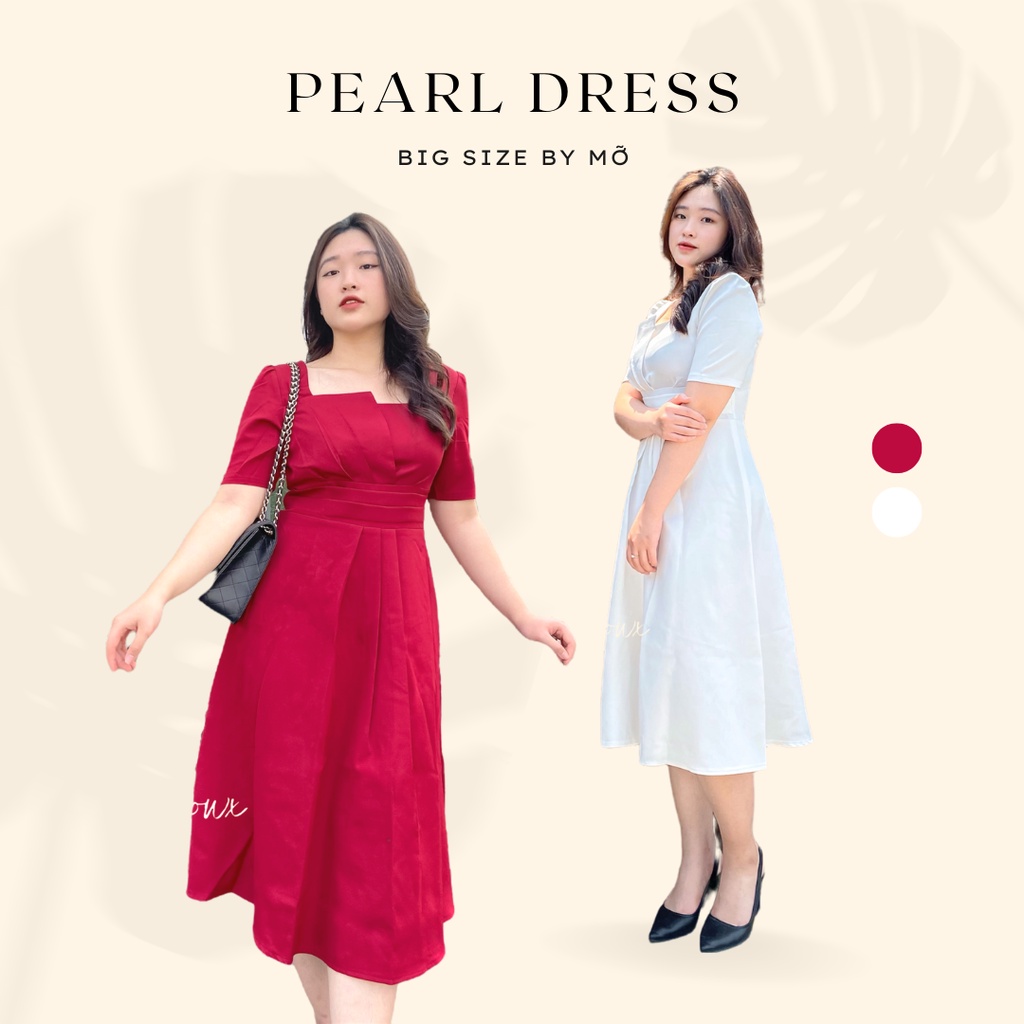 Váy trắng thanh lịch qua gối, xếp ly eo, xếp ly ngực PEARL DRESS