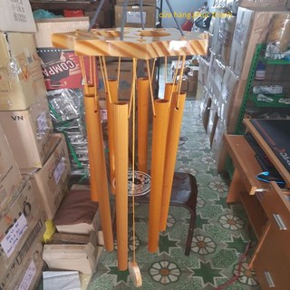 Chuông gió bát giác thanh nhôm vàng 25cm