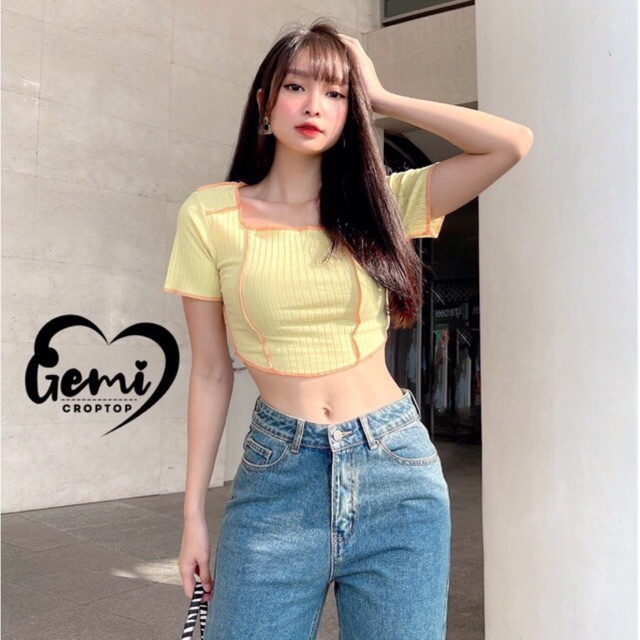 ÁO CROPTOP VẮT SỔ TAY NGẮN [GEMI SHOP]