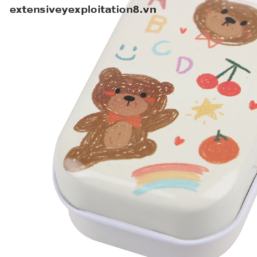 Hộp thiếc mini đựng trang sức/ tiền xu in hình gấu dễ thương
