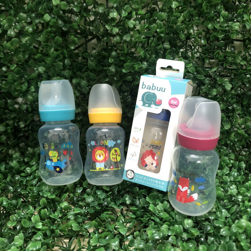 Bình sữa PP cổ chuẩn (cổ hẹp) Babuu Baby Nhật Bản Loại 120ml &amp; 240ml cho bé