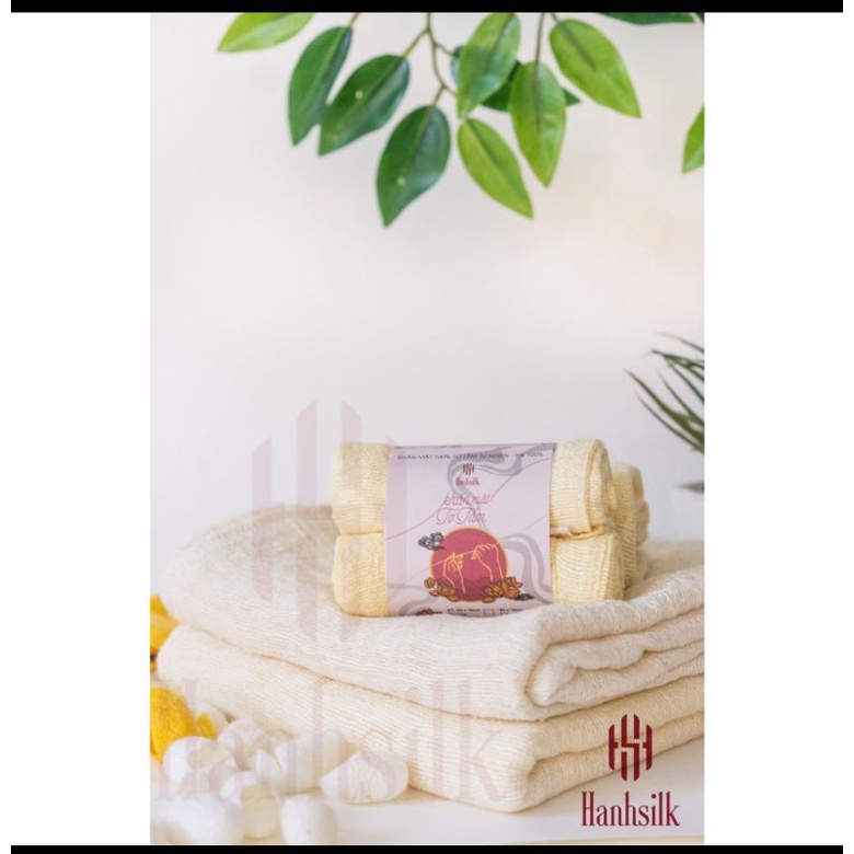 KHĂN RỬA MẶT KIÊM TẨY TRANG HANHSILK. 100% SỢI TƠ TẰM, DÙNG TỐT CHO CẢ TRẺ NHỎ