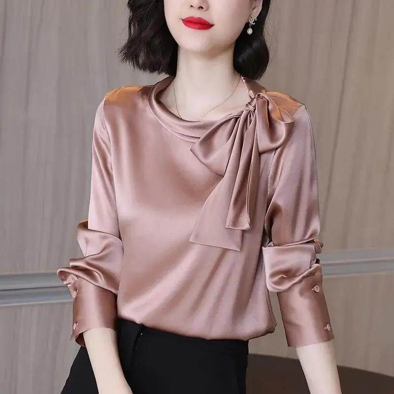 Áo Sơ Mi Tay Dài Cổ Thắt Nơ Bên Hông Thời Trang Dành Cho Nữ