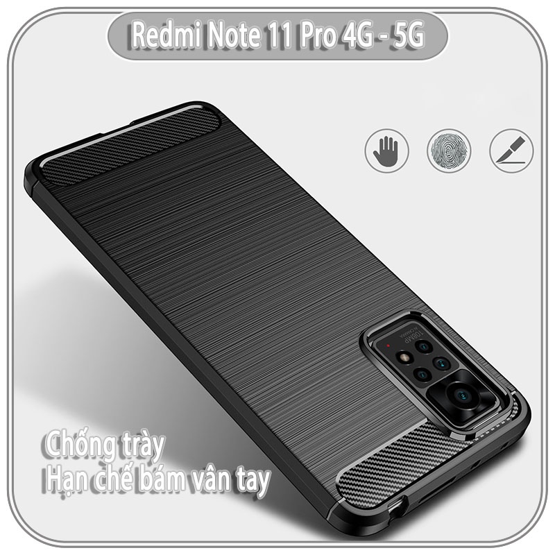 Ốp lưng Xiaomi Redmi Note 11 Pro 4G - 5G - Note 12 pro 4G vân phay xước, hạn chế bám vân tay, 4 góc chống sốc