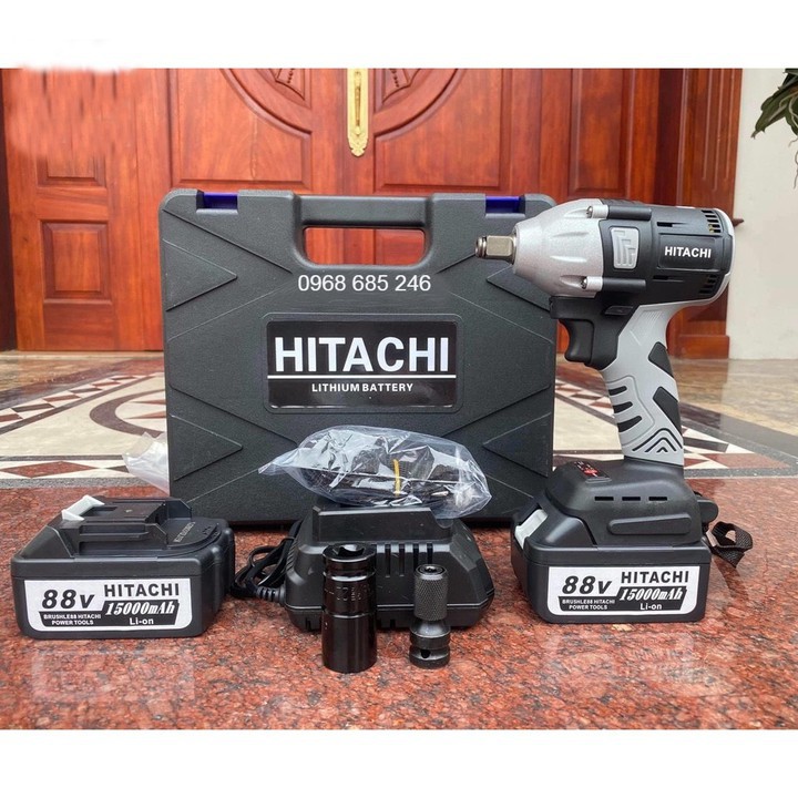 Máy siết bulong Hitachi 88V 2 Pin 15000 mAh - Tặng 1 đầu chuyển vít, khẩu 22 _ Nhật Việt official