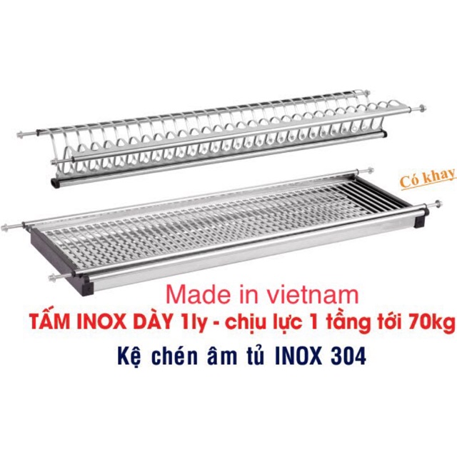 Kệ úp chén 2 tầng âm tủ cao cấp inox304 loại dày 1 ly chịu lực đến 70kg, hàng cứng dày nhất trên thị trường