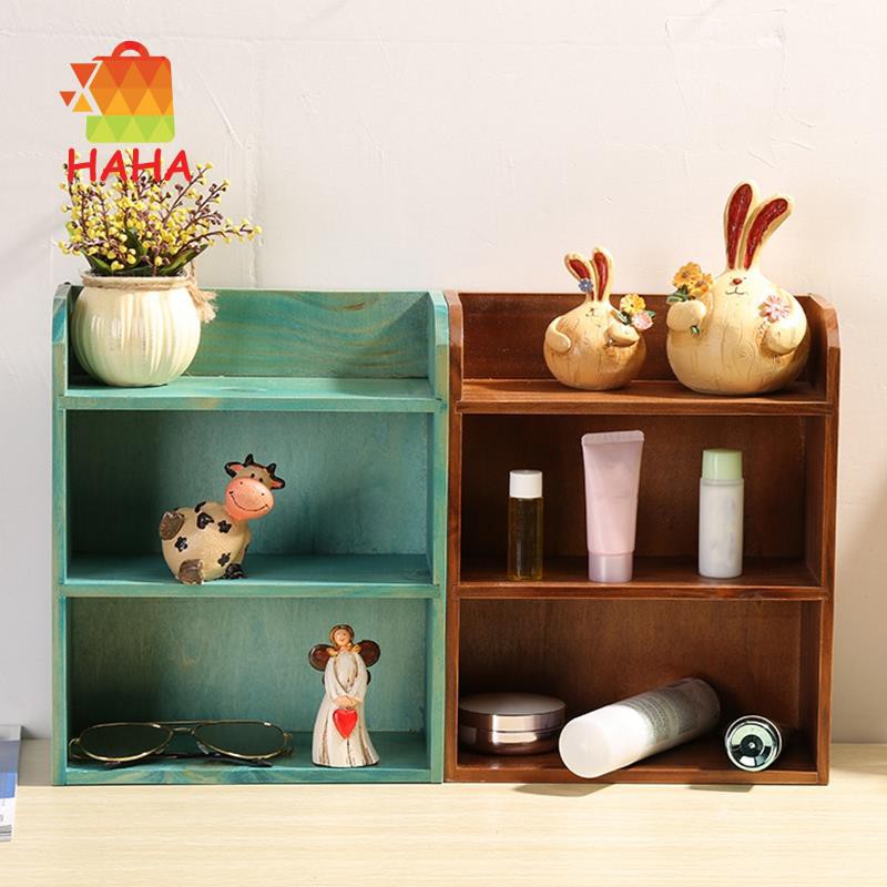 Wooden Wall Shelf Storage Holder Stand Desktop Organiser Decor-Brown#HAVN