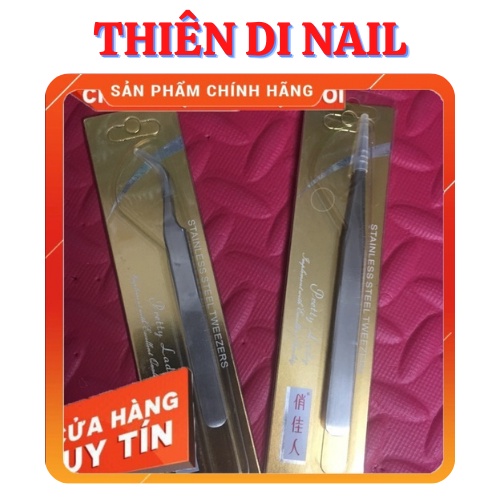 Bộ đôi nhíp nối mi inox - không gỉ sét - nhíp khít miệng dễ tách mi Thiên Di Nail
