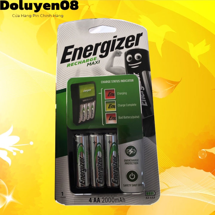 Máy Sạc Pin AA,AAA ENERGIZER CHVCM4 MAXI Kèm 4 Viên Pin Sạc AA 2000MAH.