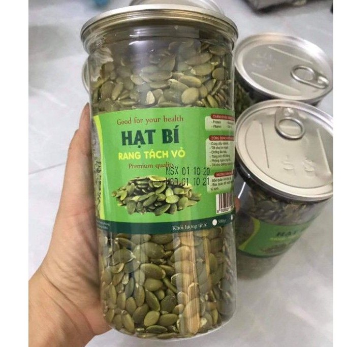 Hạt bí tách vỏ rang sẵn hộp 500g làm bánh, sữa hạt