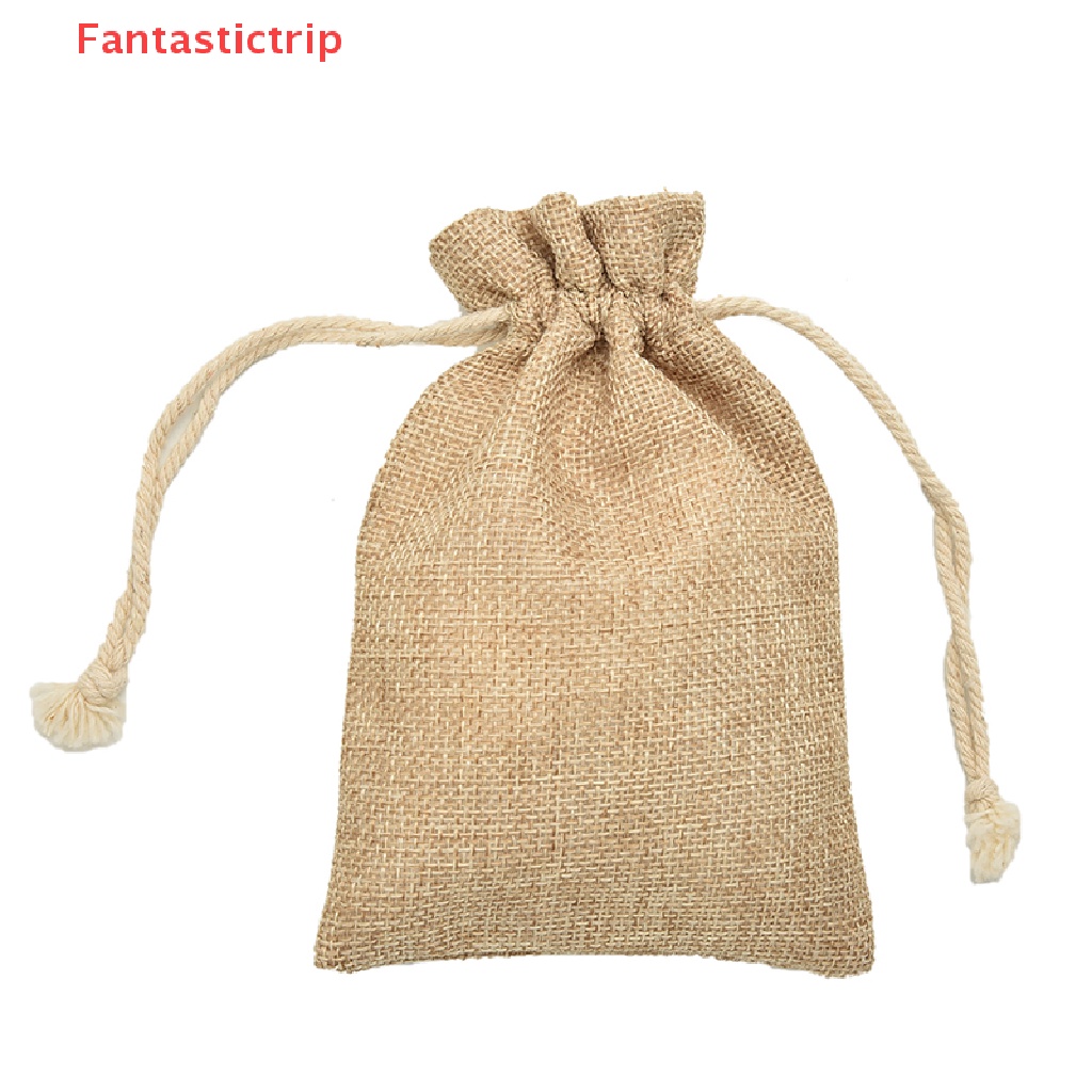 [Fantastictrip] Túi Dây Rút Mini Bằng Vải Bố Mộc Mạc Dành Cho Tiệc Cưới Mới