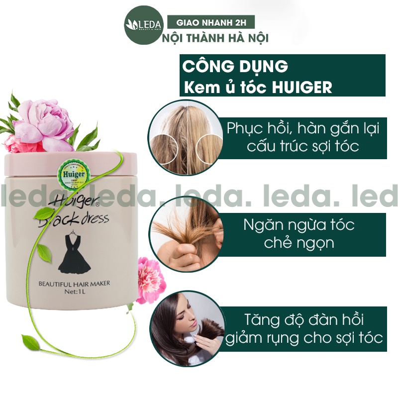 Ủ tóc huiger black dress kem ủ tóc phục hồi hư tổn, khô xơ, chẻ ngọn 1000ml leda