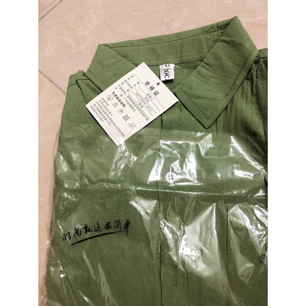 Áo sơ mi nam vải thô màu vàng hồng trắng xanh rêu style Hàn Quốc | BigBuy360 - bigbuy360.vn