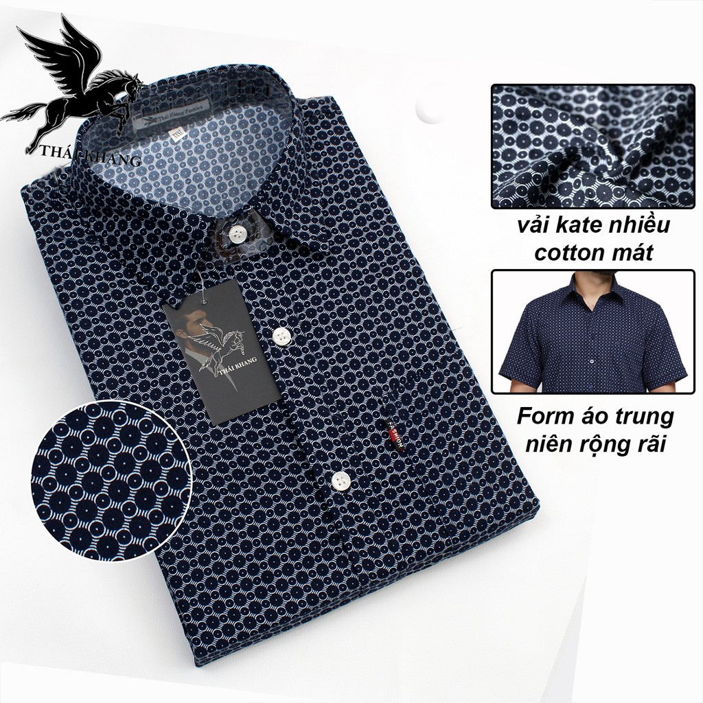 áo sơ mi ngắn tay nam hoạ tiết trung niên vải kate mềm mát loại áo sơ mi nam trung niên form rộng