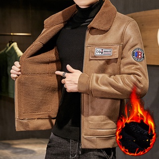 [ XẢ KHO] Áo khoác nam hàn quốc chất da lộn hàng cao cấp lót lông cừu