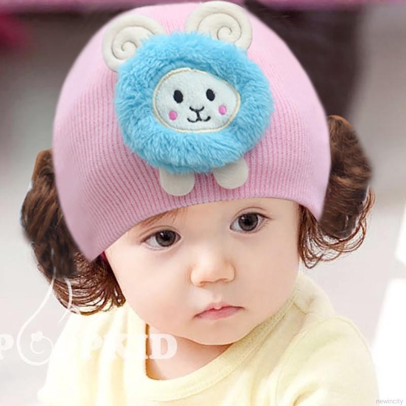 Mũ len trùm đầu trang trí họa tiết dễ thương cho bé gái