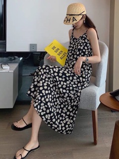 ĐẦM MAXI HOA CÚC HAI DÂY