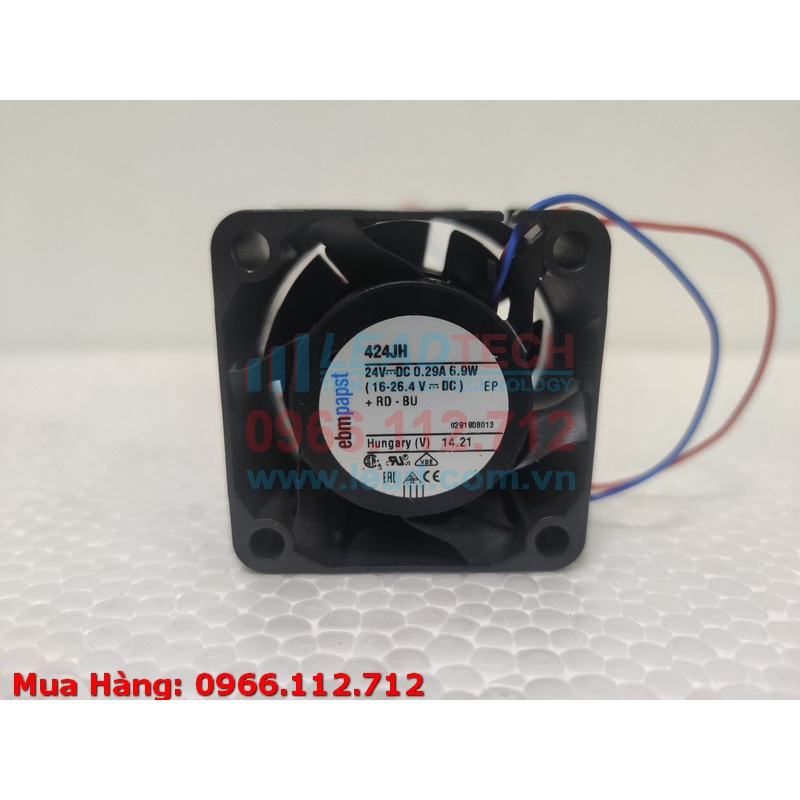 QUẠT TẢN NHIỆT, Quạt hút EBMPAPST 424JH, 24VDC, 40x40x28mm