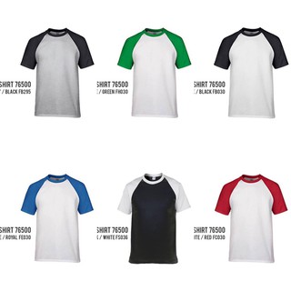 Áo thun 100% cotton phối tay áo màu gildan premiun raglan.