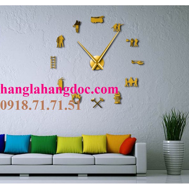 Đồng hồ DIY dán tường chủ đề chữa cháy độc lạ, version 20