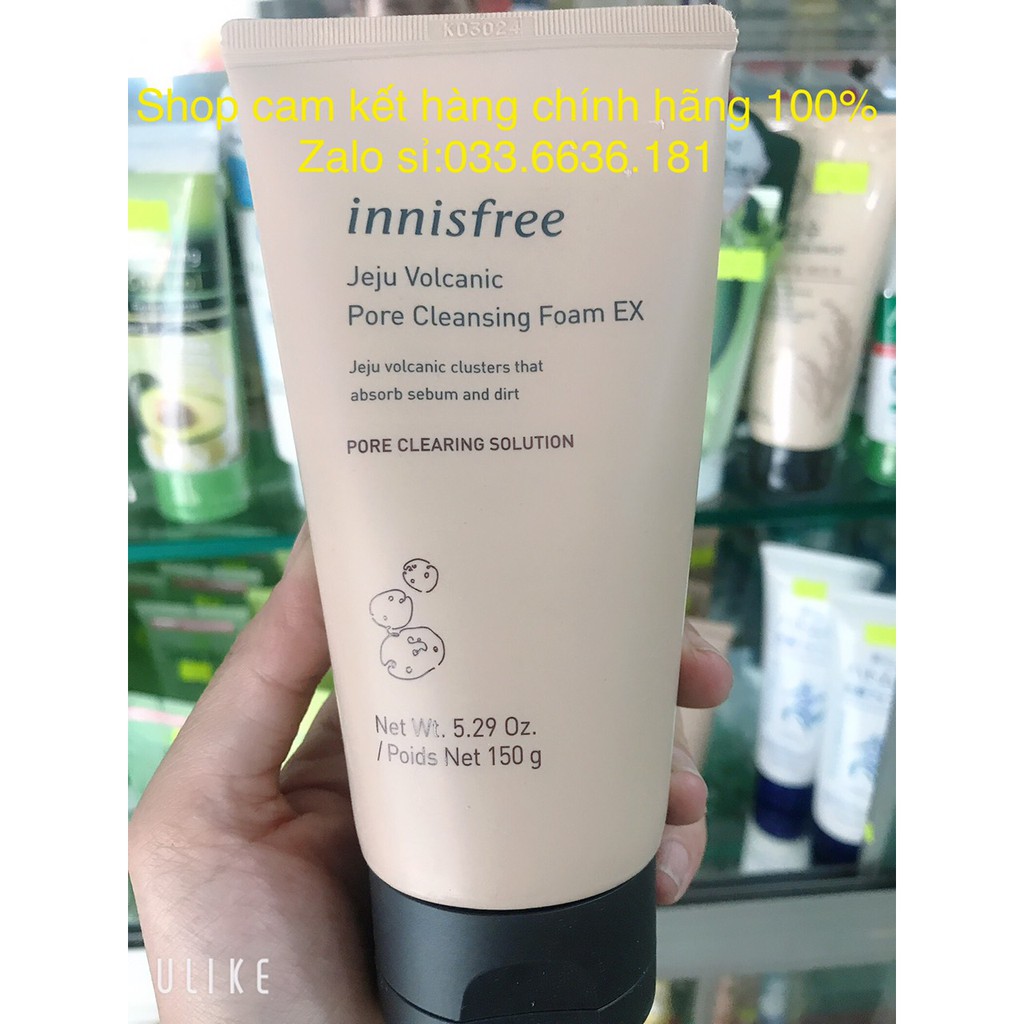 sữa rửa mặt tro núi lửa trin mụn đầu đen,hút sạch bã nhờn INNISFREE jeju volcanic pore cleansing foam