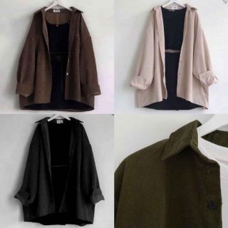 Áo khoác sơ mi nhung gân ulzzang unisex form rộng