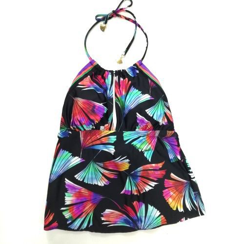 Đồ bơi nữ La Blanca cổ yếm đen in lá cọ nhiều màu LB8LD82 ( TH8920 )