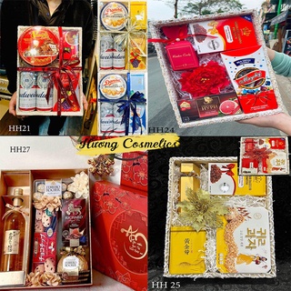 Giỏ quà tết, quà tặng tết sang trọng tặng biếu người thân, set quà tặng tết đẹp, hộp khay quà tết 2022