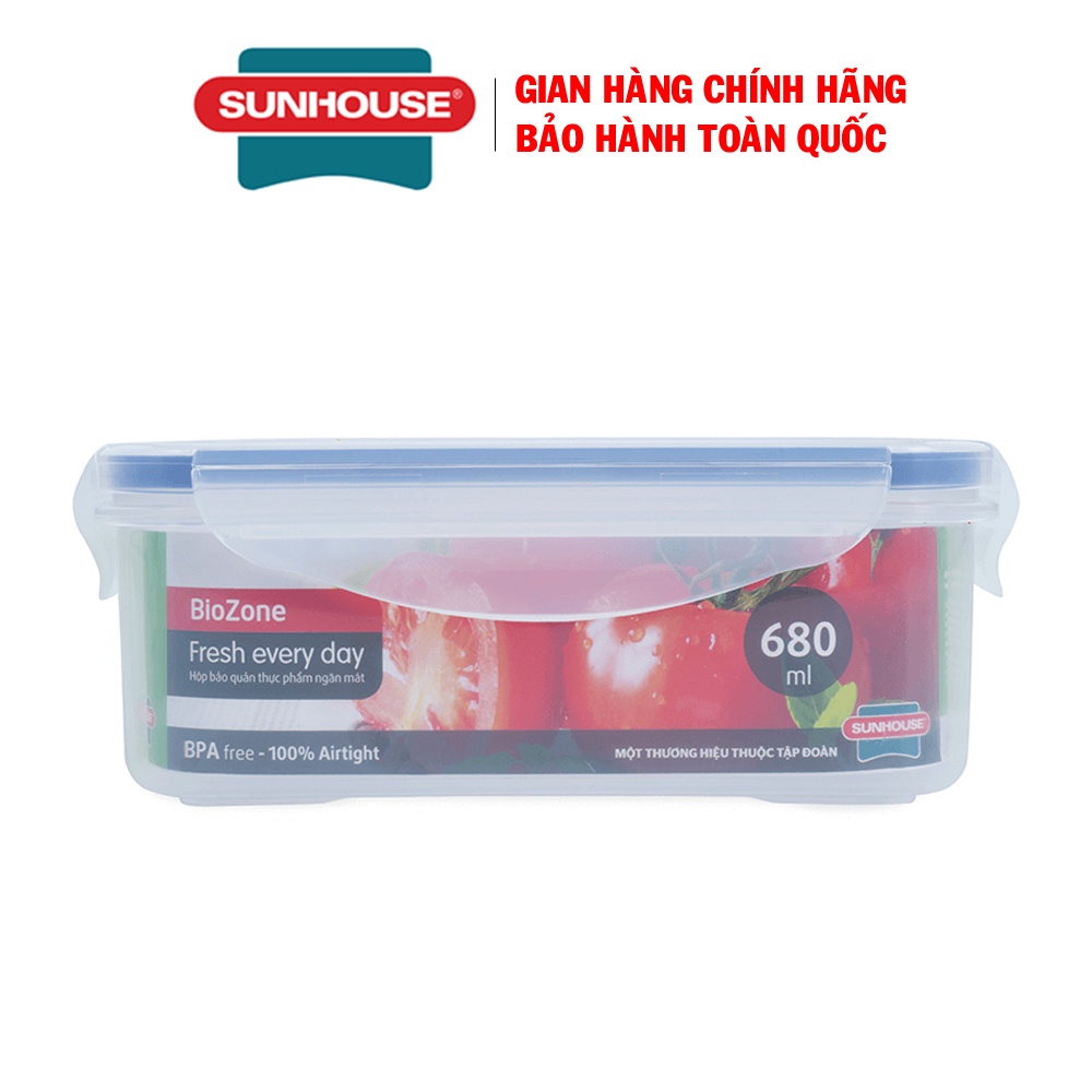 Hộp bảo quản thực phẩm ngăn mát Sunhouse BioZone KB-CO680P, Dung tích 680ml