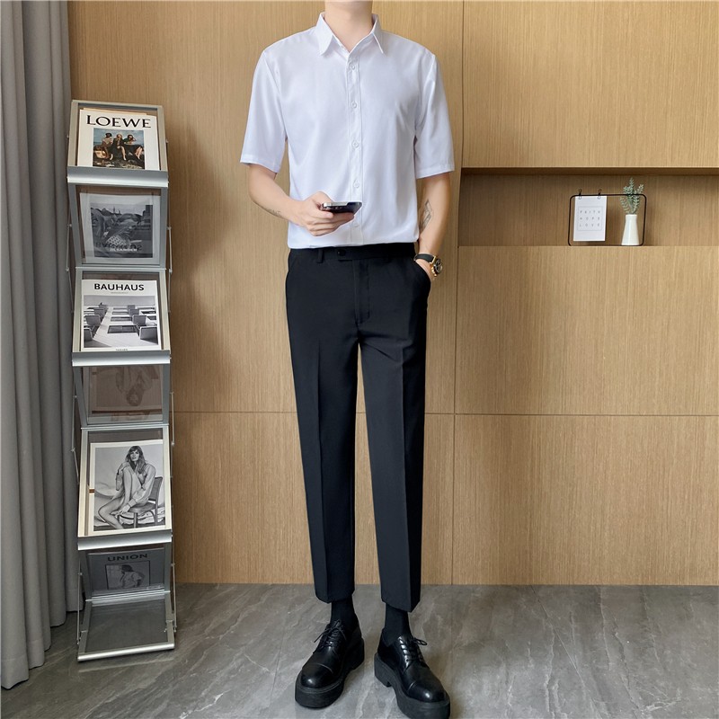 Áo sơ mi nam Cộc Tay Hàn Quốc không nhăn, Áo sơ mi nam Ngắn Tay Form Slimfit