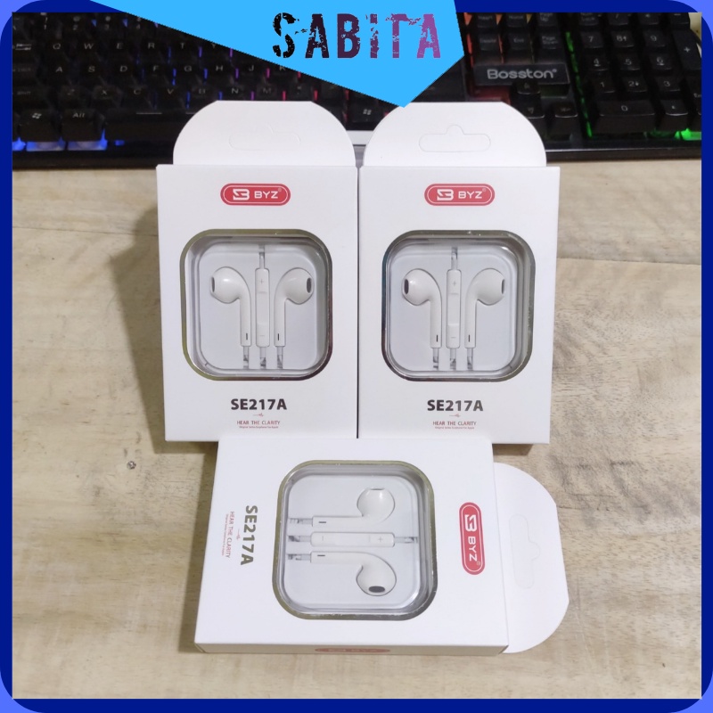 tai nghe nhét tai có dây tích hợp mic điều chỉnh âm lượng BYZ SE217A Jack 3.5 chính hãng