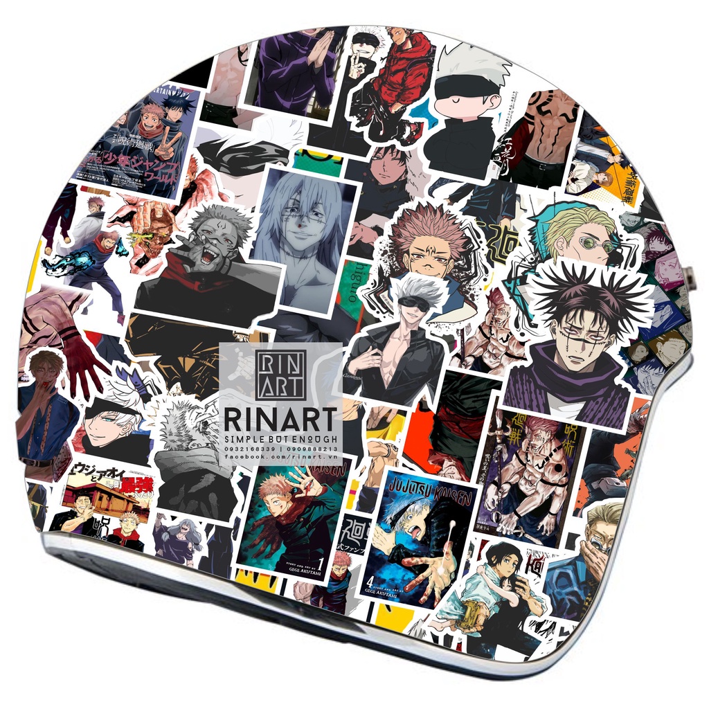 Bộ 200 sticker chủ đề hình manga Jujutsu Kaisen chống nước dán trang trí vali mũ bảo hiểm xe máy laptop điện thoạ