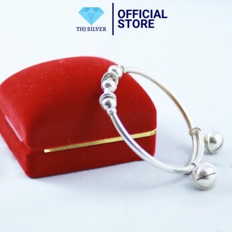 Vòng tay bi mix chuông chuẩn bạc ta_THU HUONG SILVER