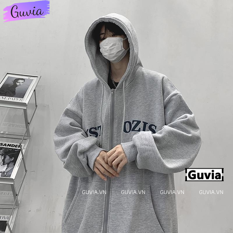 Áo Khoác Nỉ YSTAOZIS Nam Nữ Ulzzang Unisex Tay Rộng, Áo Khoác Dây Kéo Form Rộng GUVIA