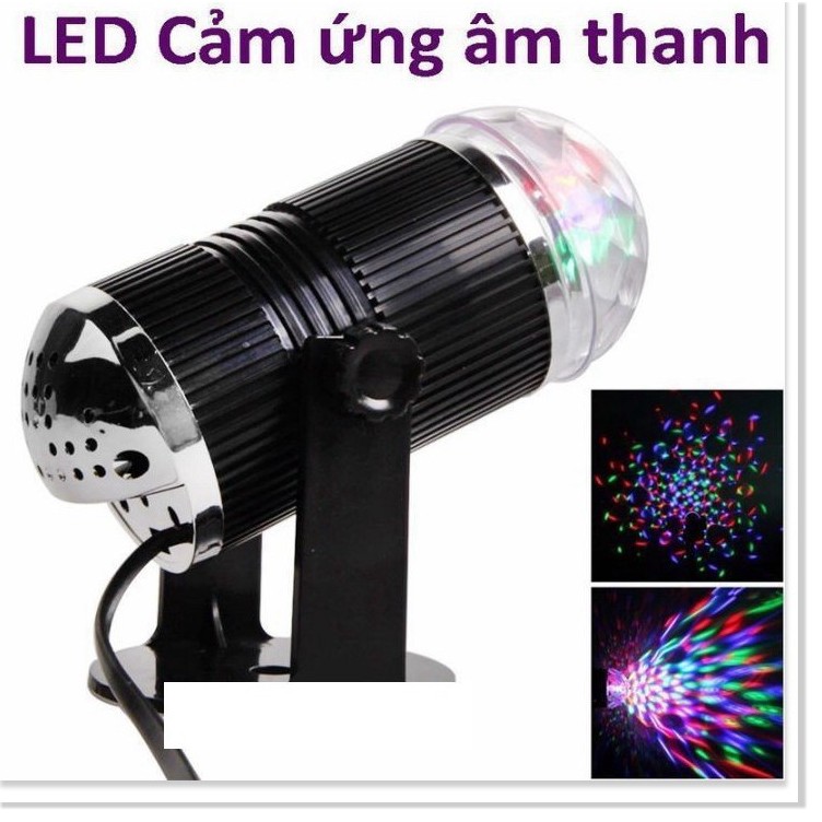 [ Sale ] Đèn Led Hình Ống (hình trụ) Cầu Xoay Pha Lê 7 Màu Cảm Ứng Âm Thanh Xoay 360 Độ - HÀNG CAO CẤP