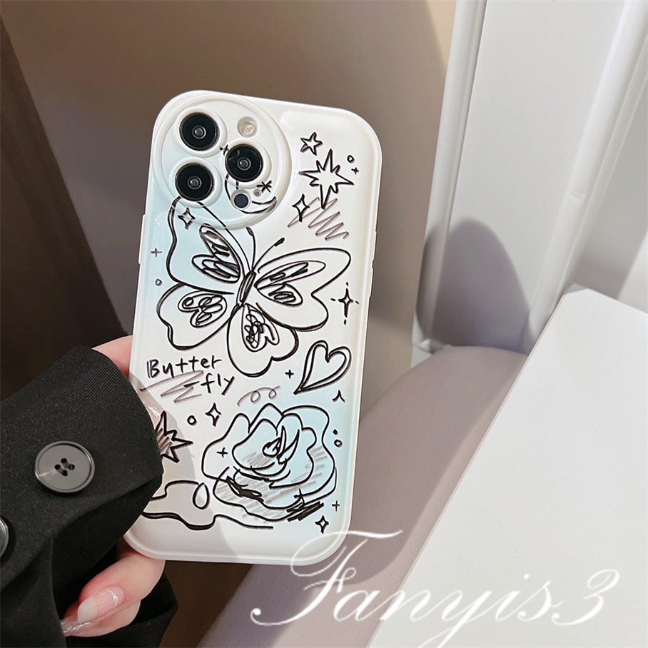 Ốp Điện Thoại Mềm Đệm Khí In Hình Bướm Cho iPhone 14 13 12 11 Pro Max X XR Xs Max 8 7 6 6s Plus SE 2020