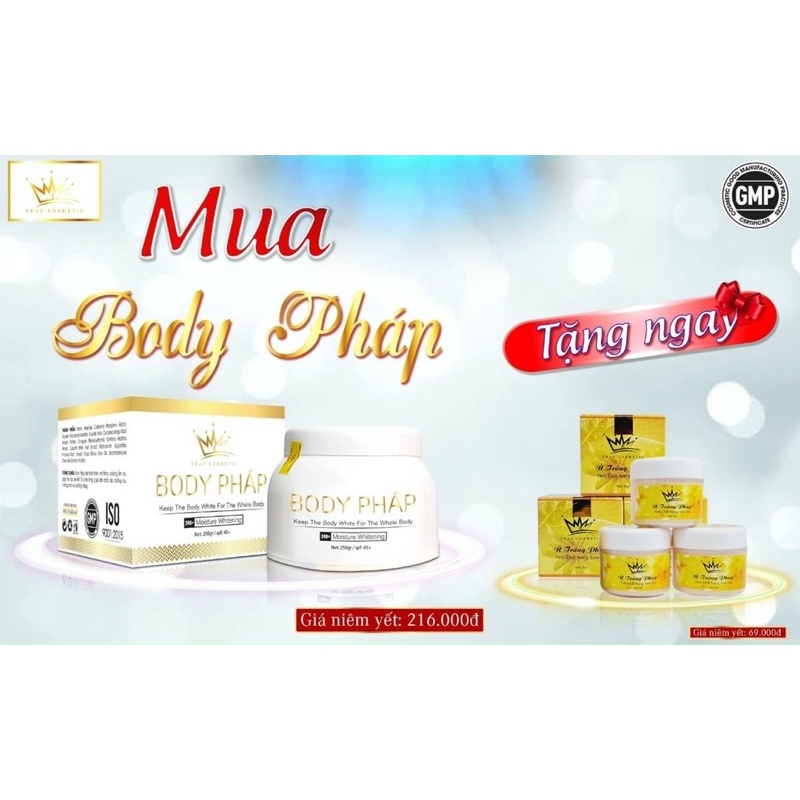 CHÍNH HẢNG- KEM BODY PHÁP SIÊU TRẮNG MỊN- TẶNG KÈM Ủ TRẮNG PHÁP