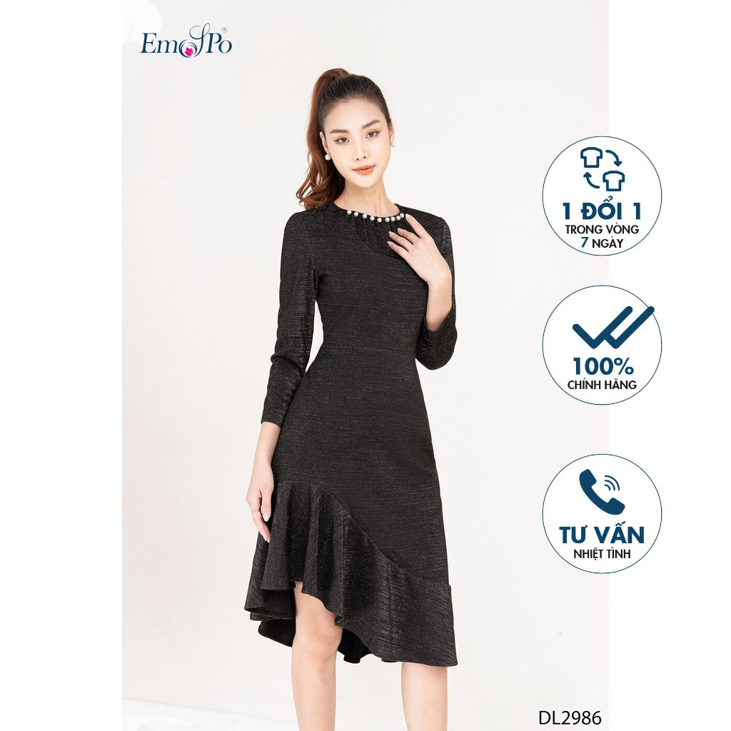 Đầm ôm đuôi cá chéo bên đai da EMSPO DL2986