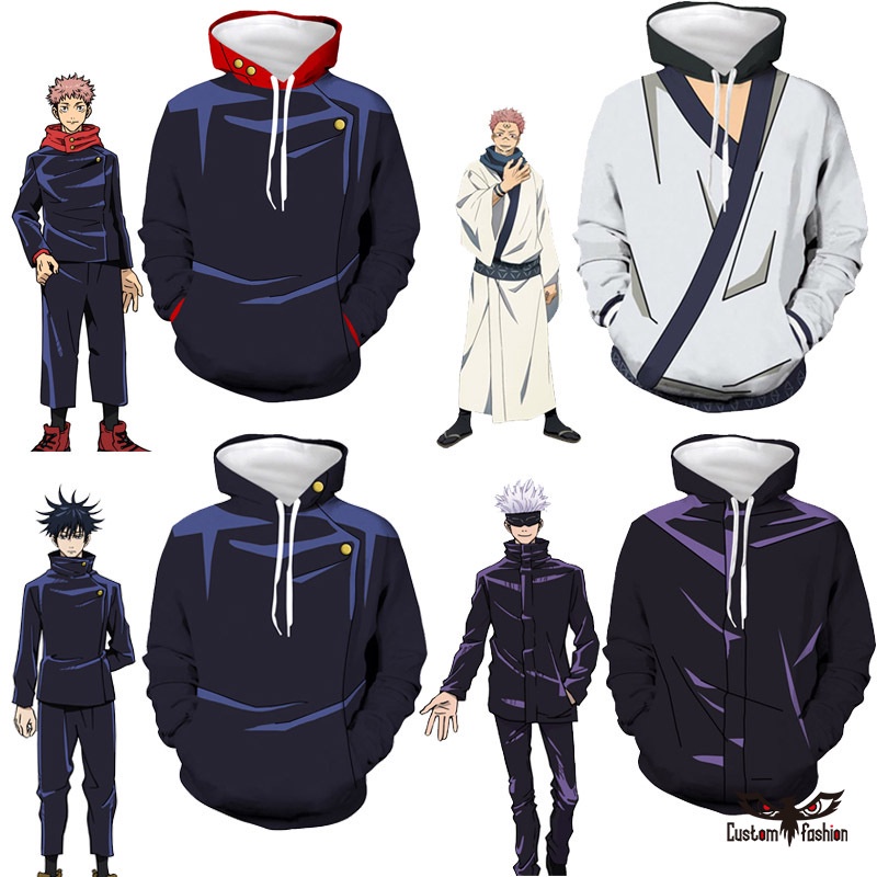 Áo Khoác Hoodie Hóa Trang Anime Jujutsu Kaisen Fushiguro Megumi Itadori Yuji Ryomen Sukuna Inumaki Toge Gojo Satoru Megumi Cho Nam Và Nữ