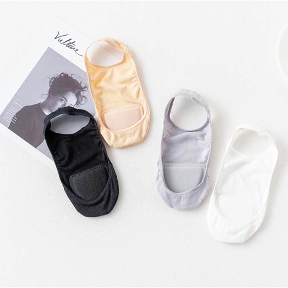 Tất lụa lạnh mềm siêu mỏng nửa lòng bàn chân có đệm silicon bản rộng vô hình thoáng khí chống trượt