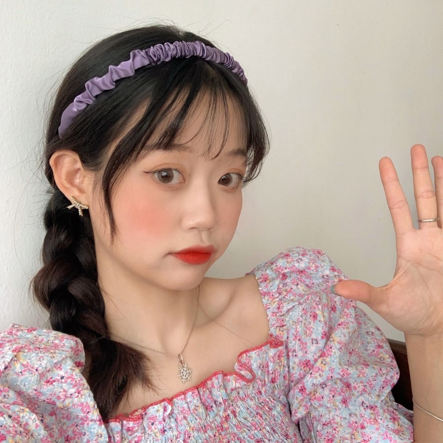 Băng đô màu trơn xếp ly thời trang xinh xắn cho nữ