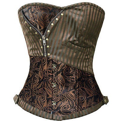 Áo corset cúp ngực sọc nâu