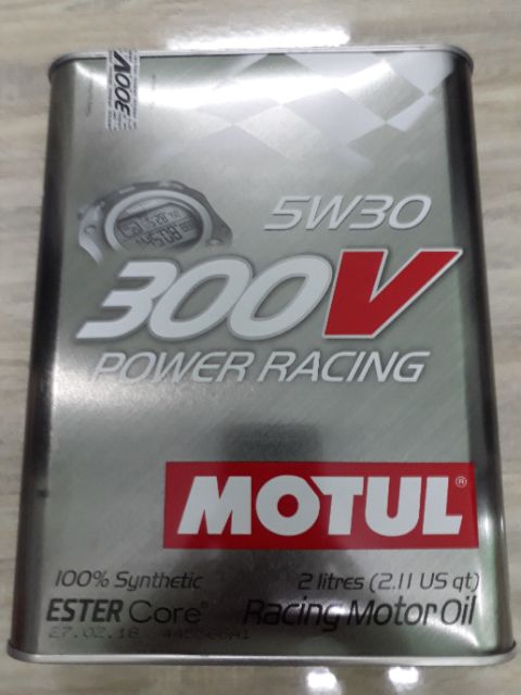 Dầu nhớt tổng hợp cao cấp xe tay ga Motul 300V Power Racing 5W-30 can 2L