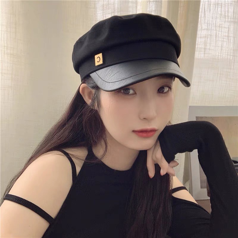 Mũ nồi nữ thời trang KOMI nón beret thủy thủ viền da phong cách trẻ trung thanh lịch