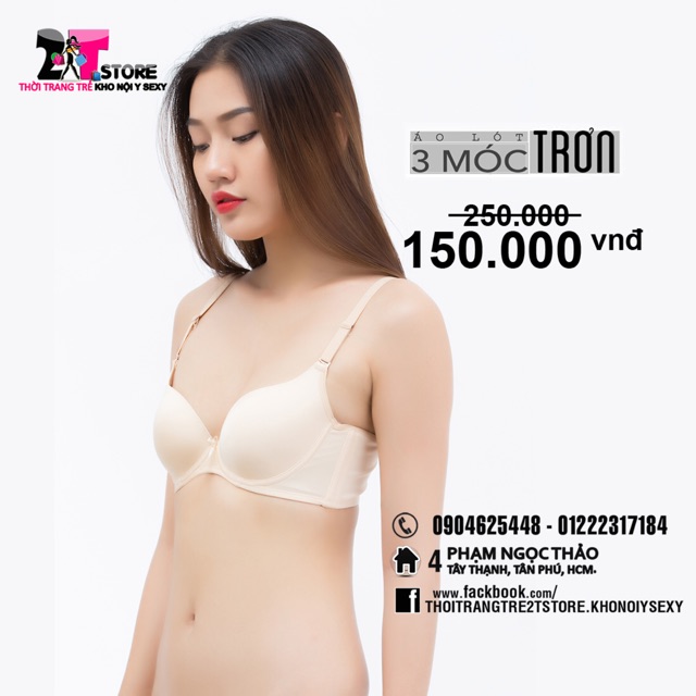 Áo Nâng Ngực Cotton 3 Móc Trơn (Kem)