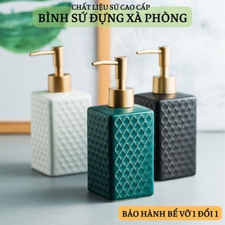 Bình sứ đựng nước rửa tay , sữa tắm vòi xịt gốm sứ họa tiết sang trọng 360ml