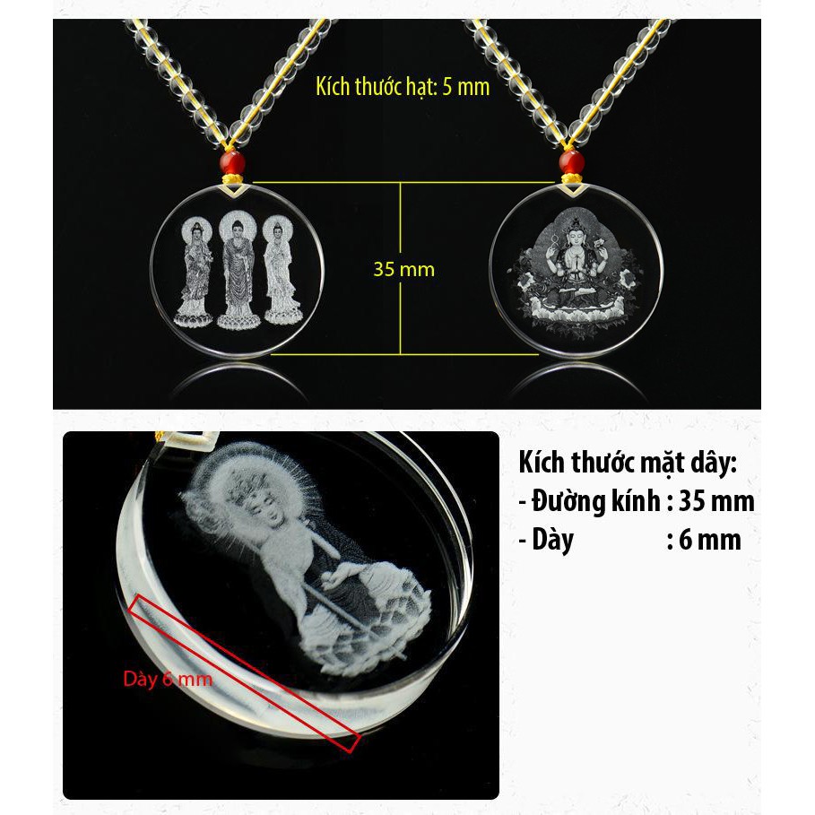 Chuỗi hạt đeo cổ mặt tròn phale phật Quan Âm Tứ Thủ bồ tát MTR01