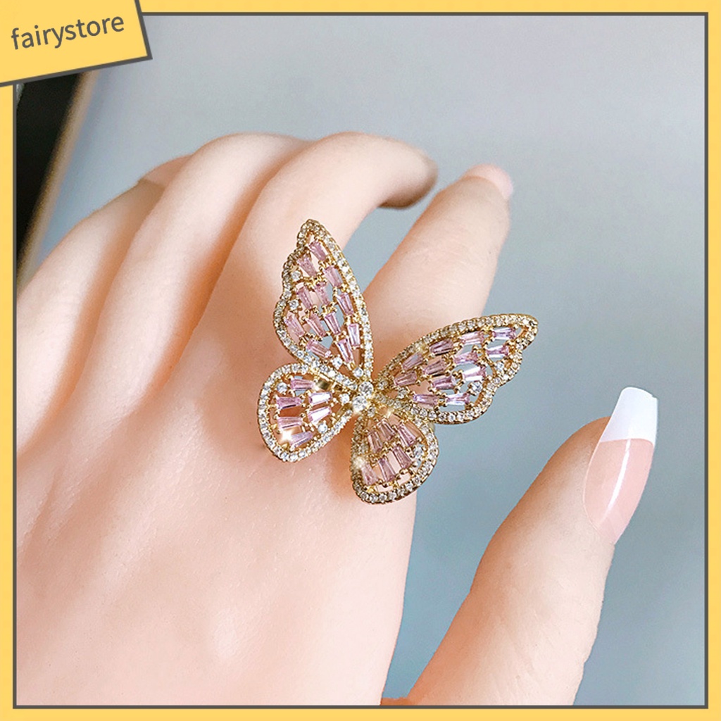 Nhẫn Hợp Kim Hình Bướm Đính Đá Xinh Xắn