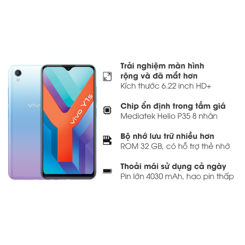 Điện thoại Vivo Y1s 2GB + 32GB - Hàng chính hãng