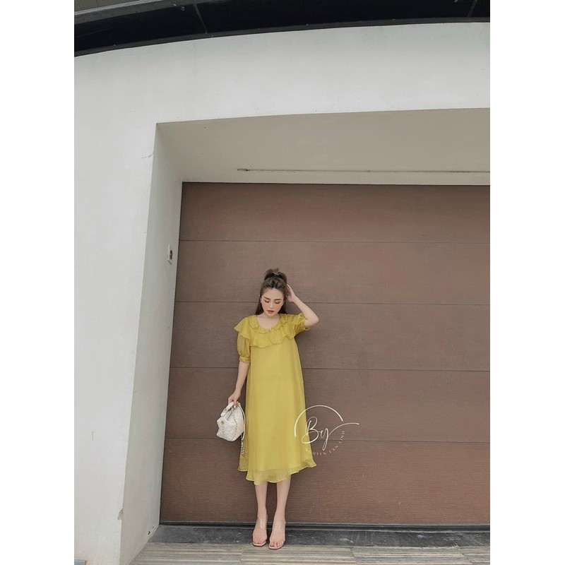 váy tơ óng 2 lớp cổ bèo | BigBuy360 - bigbuy360.vn